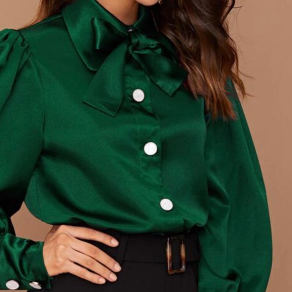 Emerald Green satin blouse